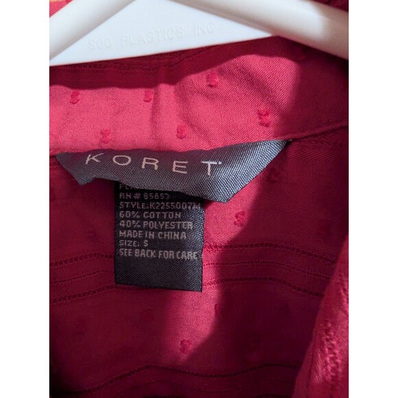 Koret Women’s Pink Textured Dotted Stripe Button Front Long Sleeve Shirt Size S - Picture 5 of 8
